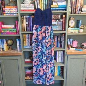 Lily Rose Navy and Pink Floral Maxi Dress